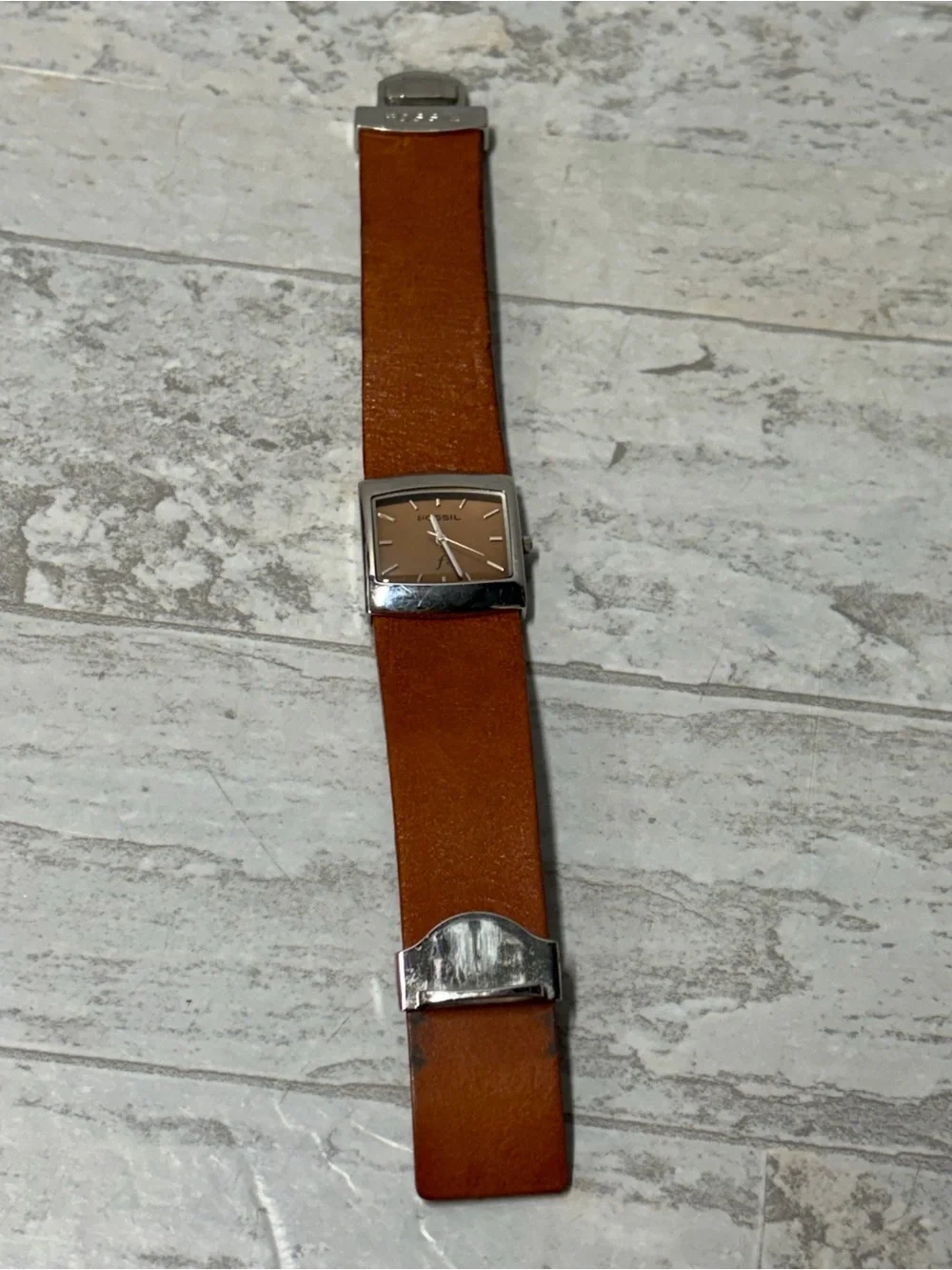 Fossil F2 Womens Watch Tan Leather All Stainless Steel  ES-9849